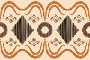 Ethnic Ikat fabric pattern geometric style.African Ikat embroidery Ethnic oriental pattern brown cream background. Abstract,vector,illustration.Texture,clothing,frame,decoration,carpet,motif. vector