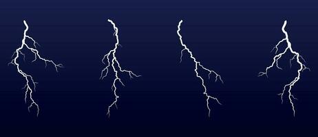 A set of four storm lightning bolts vector