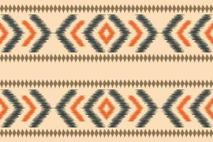 Ethnic Ikat fabric pattern geometric style.African Ikat embroidery Ethnic oriental pattern brown cream background. Abstract,vector,illustration.Texture,clothing,frame,decoration,carpet,motif. vector