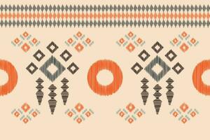 Ethnic Ikat fabric pattern geometric style.African Ikat embroidery Ethnic oriental pattern brown cream background. Abstract,vector,illustration.Texture,clothing,frame,decoration,carpet,motif. vector