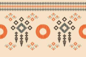 Ethnic Ikat fabric pattern geometric style.African Ikat embroidery Ethnic oriental pattern brown cream background. Abstract,vector,illustration.Texture,clothing,frame,decoration,carpet,motif. vector