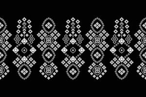 Ethnic geometric fabric pattern Cross Stitch.Ikat embroidery Ethnic oriental Pixel pattern black background. Abstract,vector,illustration. Texture,clothing,frame,decoration,motifs,silk wallpaper. vector