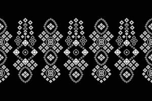 Ethnic geometric fabric pattern Cross Stitch.Ikat embroidery Ethnic oriental Pixel pattern black background. Abstract,vector,illustration. Texture,clothing,frame,decoration,motifs,silk wallpaper. vector