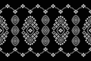 étnico geométrico tela modelo cruzar puntada.ikat bordado étnico oriental píxel modelo negro antecedentes. resumen, vector, ilustración. textura,ropa,marco,decoración,motivos,seda fondo de pantalla. vector