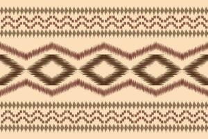 Ethnic Ikat fabric pattern geometric style.African Ikat embroidery Ethnic oriental pattern brown cream background. Abstract,vector,illustration.Texture,clothing,frame,decoration,carpet,motif. vector