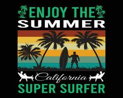 Enjoy The Summer California Super Surfer T-Shirt vector