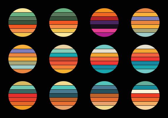 Retro vintage circle sunset background grunge sun vector element for tshirt design template