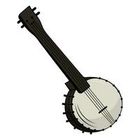 American banjo isolated retro musical instrument. Vector four string banjo guitar, chordal accompaniment