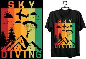 Sky Diving T-shirt Design. Funny Gift Item Sky Diving T-shirt Design For Diving Lovers. vector