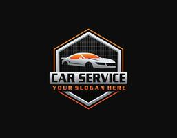 Auto style car logo design with concept sports vehicle silhouette vector