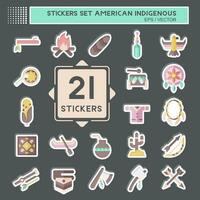 Sticker Set American Indigenous. related to Primitive symbol. simple design editable. simple illustration vector