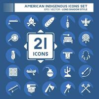 Icon Set American Indigenous. related to Primitive symbol. long shadow style. simple design editable. simple illustration vector