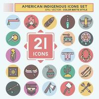 Icon Set American Indigenous. related to Primitive symbol. color mate style. simple design editable. simple illustration vector