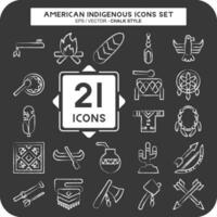 Icon Set American Indigenous. related to Primitive symbol. chalk Style. simple design editable. simple illustration vector