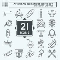 Icon Set American Indigenous. related to Primitive symbol. line style. simple design editable. simple illustration vector