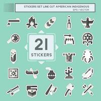 Sticker line cut Set American Indigenous. related to Primitive symbol. simple design editable. simple illustration vector