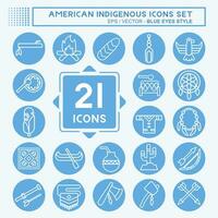 Icon Set American Indigenous. related to Primitive symbol. blue eyes style. simple design editable. simple illustration vector