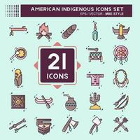 Icon Set American Indigenous. related to Primitive symbol. MBE style. simple design editable. simple illustration vector