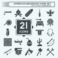 Icon Set American Indigenous. related to Primitive symbol. glyph style. simple design editable. simple illustration vector