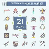 Icon Set American Indigenous. related to Primitive symbol. doodle style. simple design editable. simple illustration vector