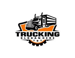 trucking company logo. Bold badge emblem logo concept. Ready made logo template vector isolated