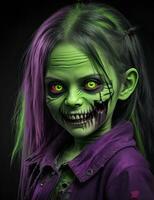 Scary ghost kids. zombie horror creepy scary have hair covering the face photo