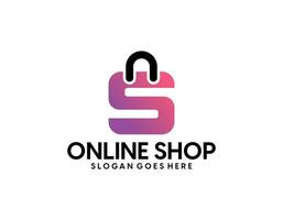 logotipo de la tienda en línea. vector de diseño de logotipo de tienda feliz