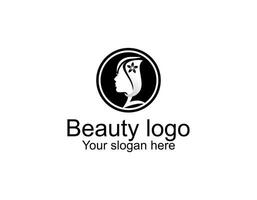 diseño de logotipo de mujer de belleza con insignia circular vector