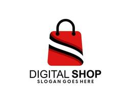 shop logo with bag icon for e commerce and store logo vector