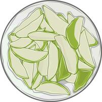 green mango fruit cut into small pieces vector