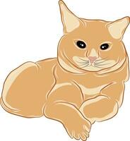 Illustration or vector of an orange cat lying looking forward.