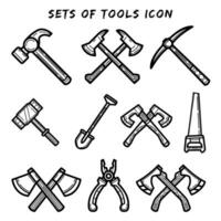 Carpenter tools icon vector collection set