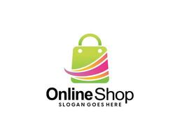 Online shop logo design template vector