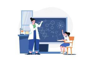 Science teacher teaching in class vector