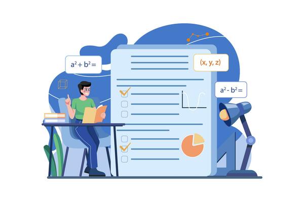 Student Doing Homework Illustration concept. A flat illustration isolated on white background