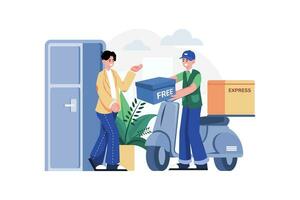 Man getting free product delivery vector