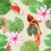 beautiful koi fish watercolor seamless pattern vector