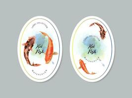 beautiful koi fish watercolor label collection vector