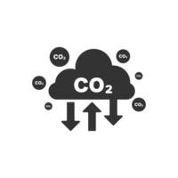 CO2 cloud icon with an arrow. Carbon dioxide emissions, vector icon. Carbon emissions reduction illustration