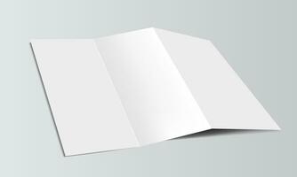 Blank folded brochure template. White brochure design for your product promotion. Realistic brochure fold with shadow effect on gray background vector