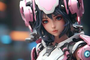 3d render of Mecha robot anime girl photo