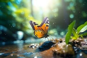 view of beautiful butterfly in nature photo