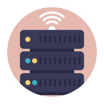 Cloud computing linked to server, server backup vector
