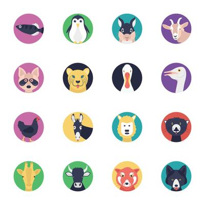 Sea Life and Animals Flat Icons Pack