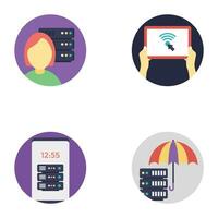 Database and Cloud Technology Flat Icons Set vector