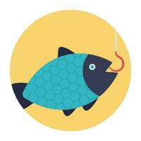 A cute aquatic cartoon fish vector icon