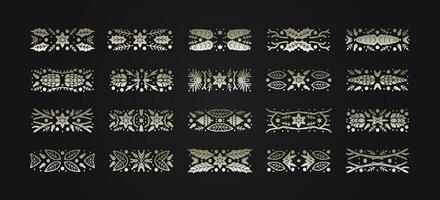 Luxury Christmas rectangular shapes set, abstract sketch winter design templates vector