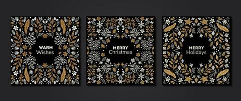vector conjunto de lujo floral patrones, invitación tarjetas, pancartas alegre Navidad