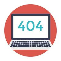 A conceptual flat icon of website page not found, server error or incorrect page link vector