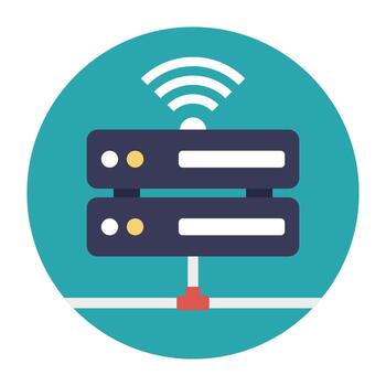 Cloud computing linked to server, server backup vector